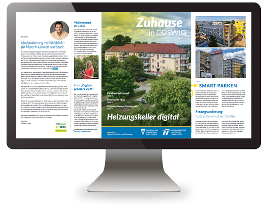 Cover der Mieterzeitung 08 2025 Thema Heizungskeller digital
