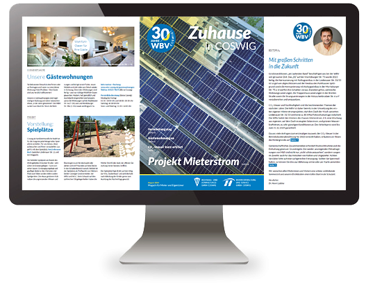 Cover der Mieterzeitung 08 2024 Thema Projekt Mieterstrom